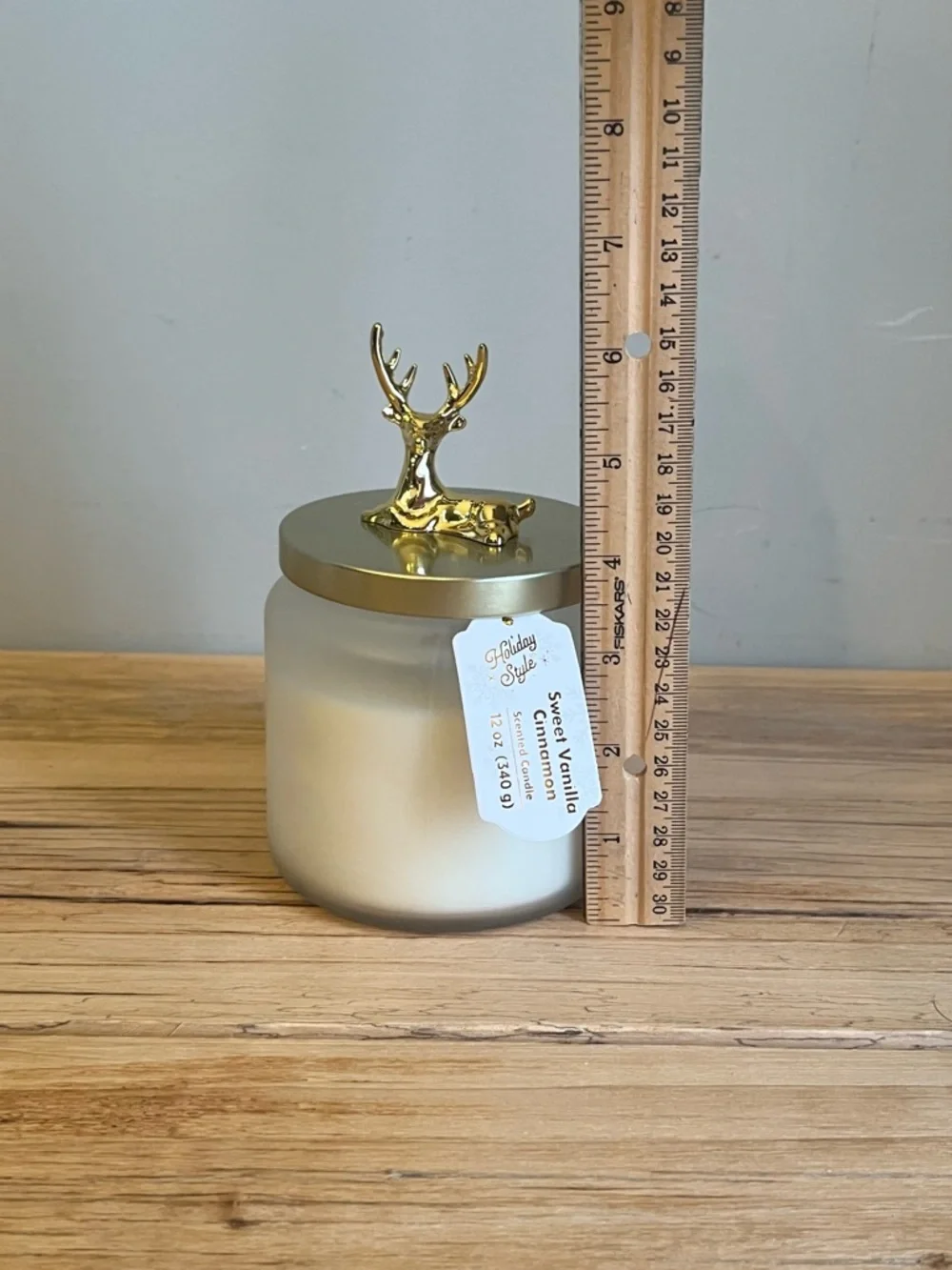 Christmas Pine Scented Jar Candle with Gold Deer Accent Lid